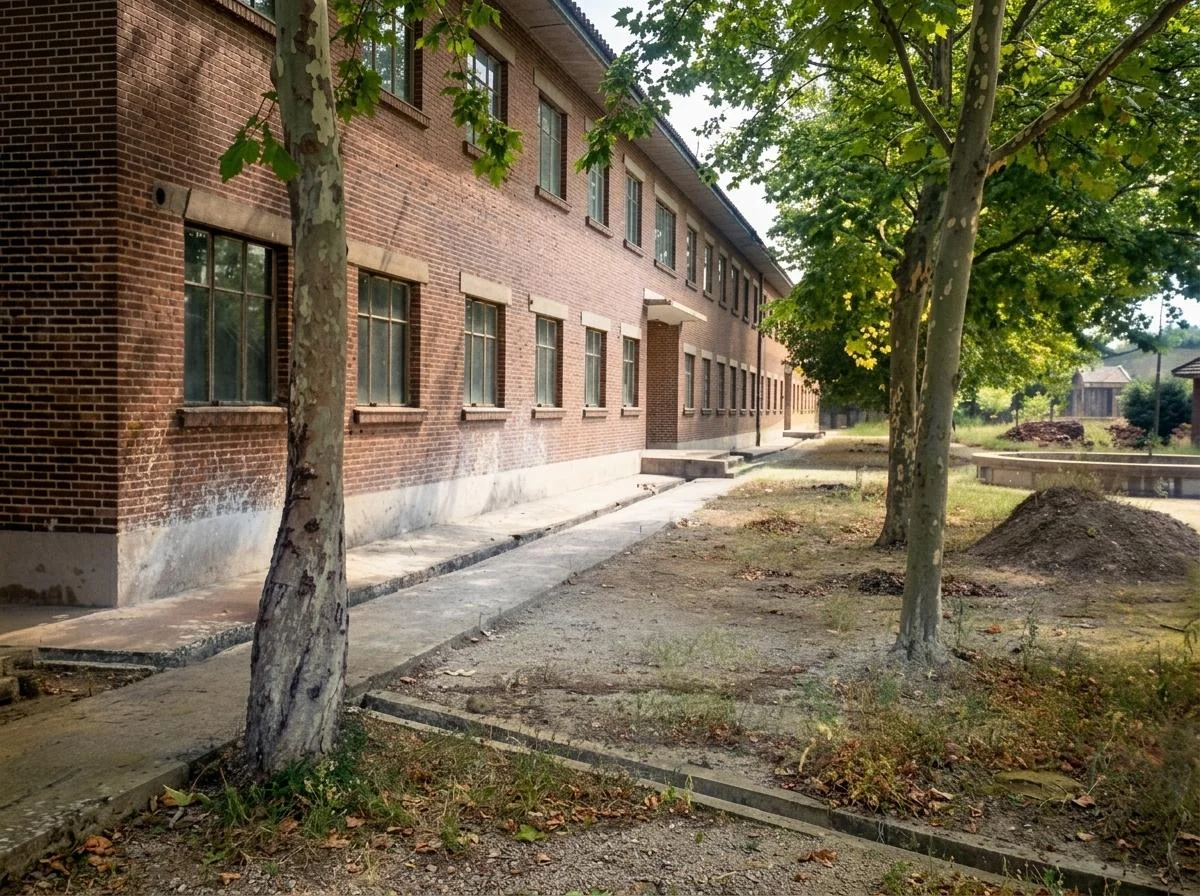 湖南益阳691工程营区红砖行政办公楼与工作人员宿舍建筑群